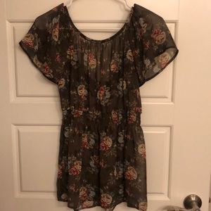 Brown floral blouse